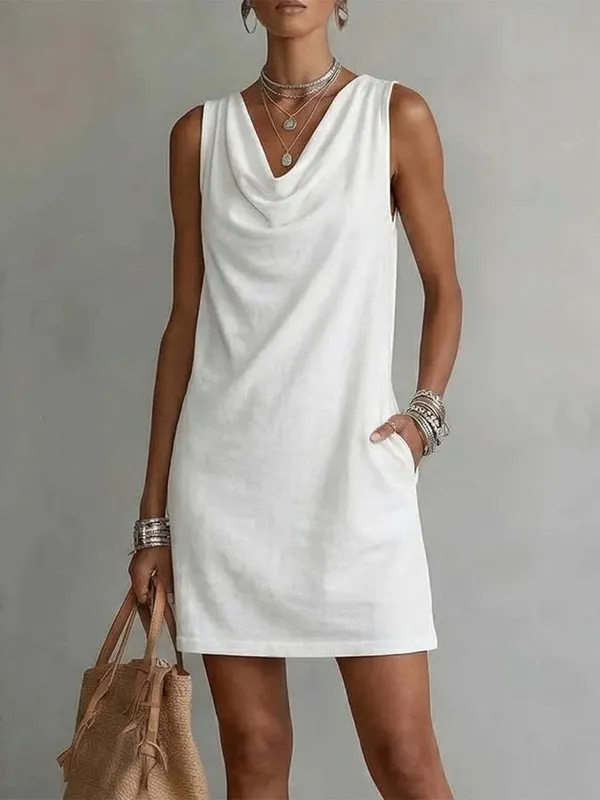 2026 Sundress Sexy Sleeveless Mini Dress Women Summer O-Neck Pockets Short Dresses For Women Elegant Beach Holiday Dress Boho — image 9