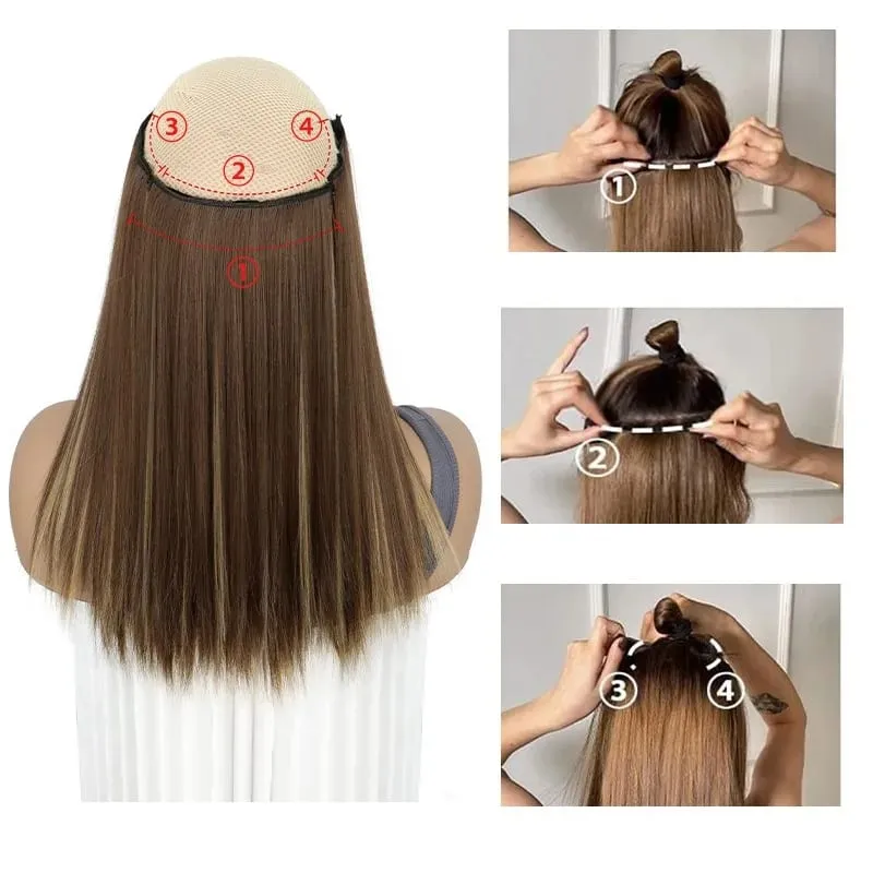 14Inch Synthetic 4Pcs/set Clips in Hair Extensions Straight Hairstyle Brown Blonde Hairpieces Heat Resistant Hair For Women — image 7