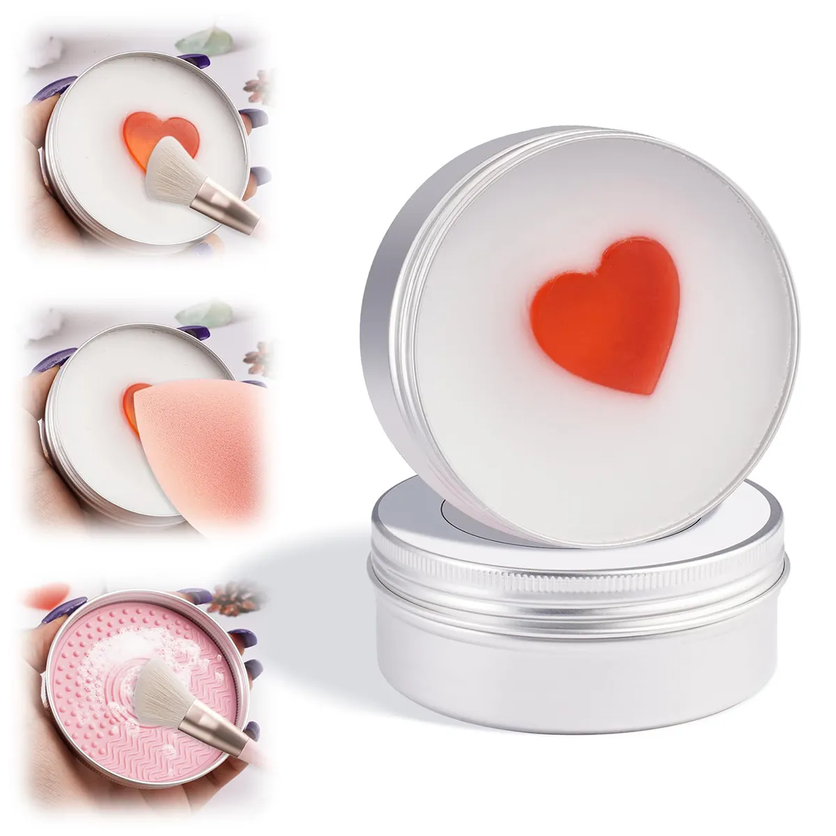 Makeup Brush Cleaner Soap with Silicone Mat Deeply Cleans Waterproof Makeup for Synthetic & Natural Makeup Brushes & Sponges — image 1