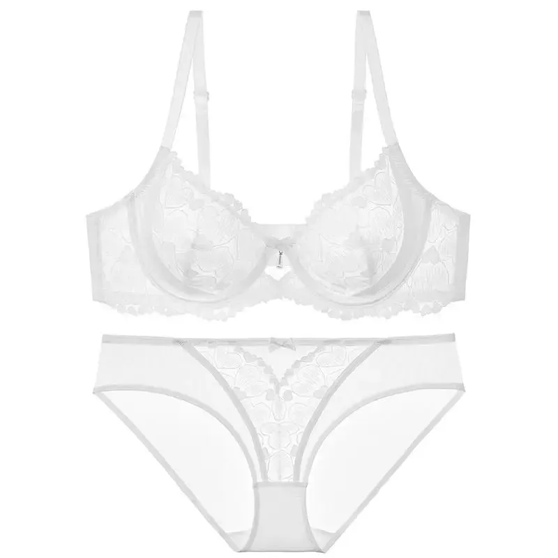 Red Party Lingerie Set for Women Ultra-Thin Minimizer Bra Large Bust D-Cup Look Smaller Plus Size Curvy Sexy Lace Underwear XXXL