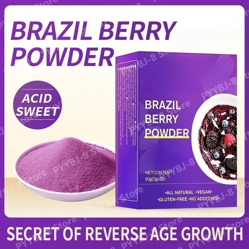 Acai Berry Powder Health Supplement All Natural Herbal-based Formula 3g X 20Packs — Helps Brighten The Skin and Resist Oxidation