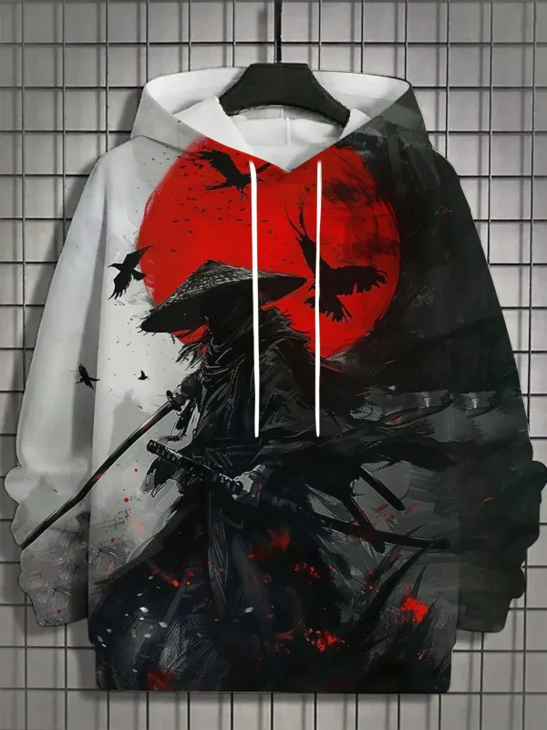 2024 taglagas bagong panlalaking 3D Japanese Samurai print hoodie panlalaki at pambabaeng kaswal na fashion panlalaki hoodie street na pang-itaas na panlalaki — image 3