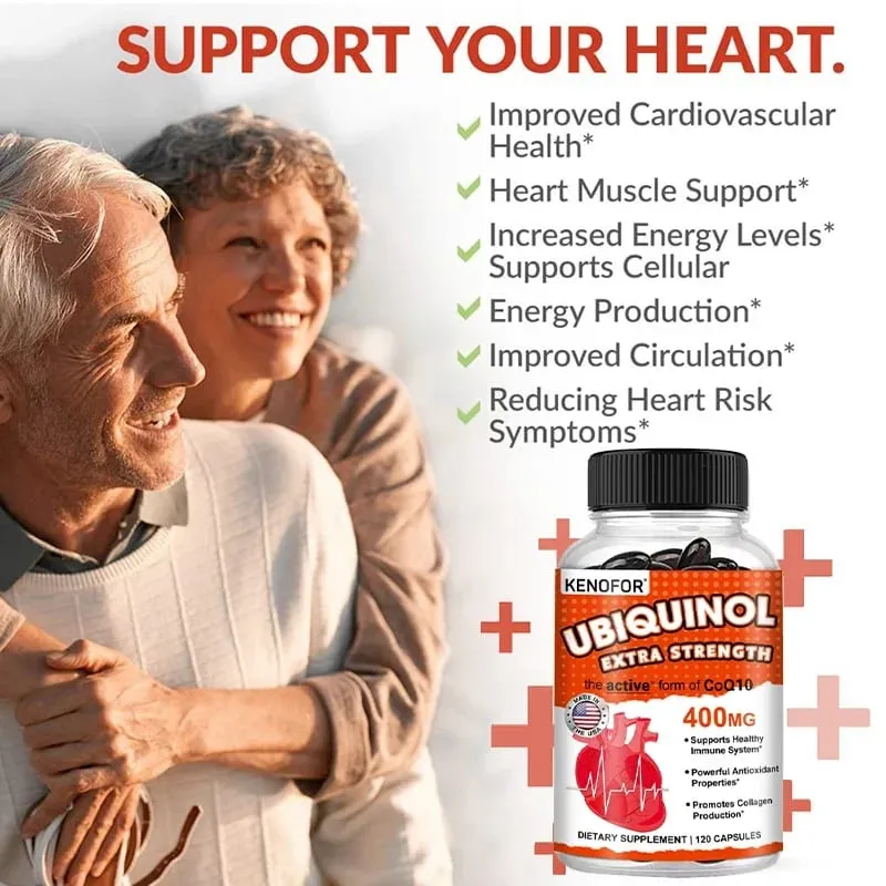Ubiquinone CoQ10 400 mg - Támogatja a szív egészségét Energiát biztosít az ízületek egészségének támogatásához Szuper felszívódású vegetáriánus kapszulák — image 4