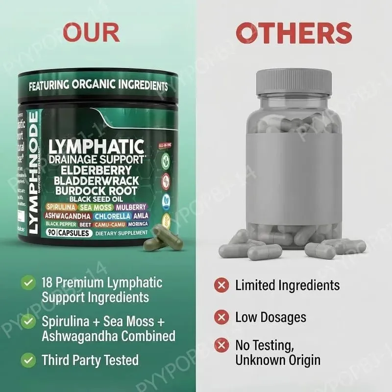 Organic Lymphatic Drainage Supplements with Elderberry Burdock Root Chlorella & Ashwagandha 90 Count Daily Wellness — image 5