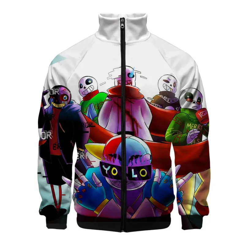 Luxo popular sans undertale 3d impressão zíper raglan jaqueta blusão meninos/meninas confortáveis gola jaquetas casacos — image 14