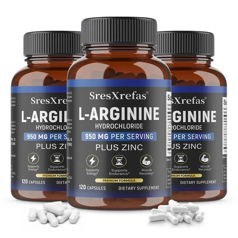 Men's L-Arginine 950mg Capsules - Supports Blood Circulation Workout Endurance & Muscle Growth Mercury for Adult 120 Capsules — image 8