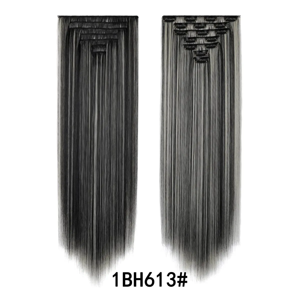 24 Inch Clip-in Hair Extensions 7 Pcs Long Straight Synthetic Hair Extensions Invisible Clip-ins Hairpieces for Women Daily