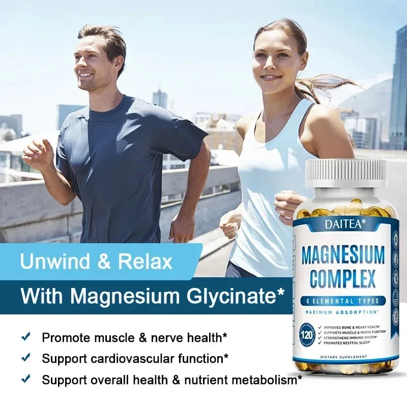 Magnesium Complex Capsules - Muscle and Cardiovascular Health Supplement Sleep Stress and Anxiety Formula