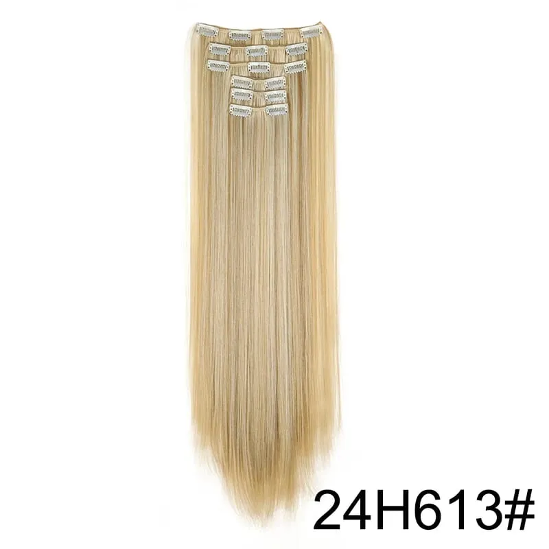 24Inch Synthetic 6pcs/set Long Straight Hair Extension Increasing Volume Extending Soft Comfortable Hairpiece for Women — image 20