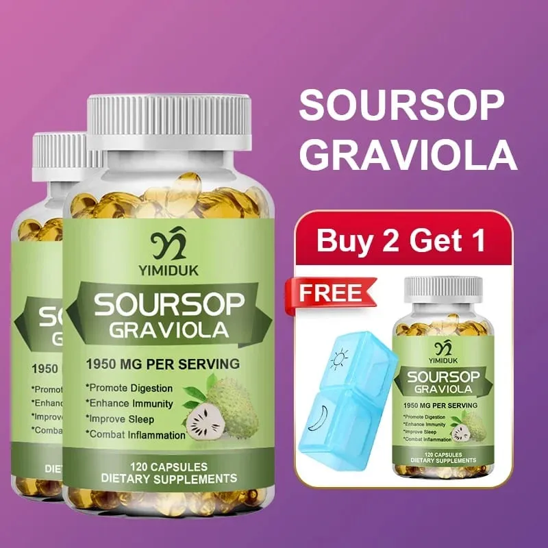 Sinusuportahan ng Soursop Graviola 1950mg Capsules ang Healthy Immune System Digestion Mas mahusay na pagtulog at Natural na Antioxidant Activity — image 2