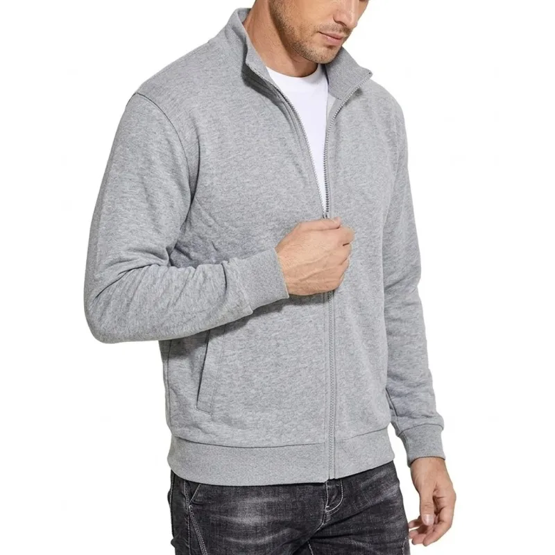 New Mens Zipper Sweatshirts Autumn Gym Hoodie Coats Man Long Sleeve Cardigan Jackets Spring Solid Work Coats Luxury Clothes Man — image 3