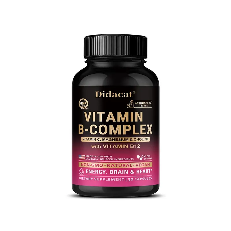 Vitamin B Complex with Vitamin C Choline & Inositol Support Energy Metabolism Nerve Health Cardio Wellness & Immune Defense