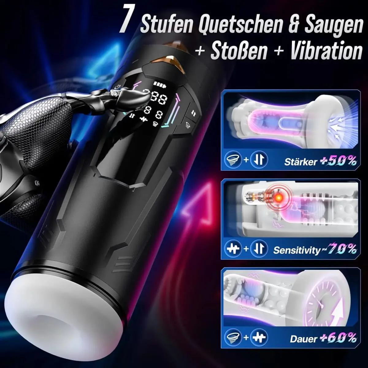 Automata férfi maszturbátor, kihangosító 7 teleszkóp, szívó- és vibrációs zsebes punci szexjáték férfiaknak, dugattyús maszturbátor — image 2