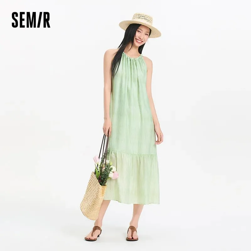 Semir 女性ドレスちょう結びテクスチャーホルターネック休暇 A ラインマキシ 2026 夏ロマンチックなフレッシュエレガントソフト快適なホリデートップ — image 3