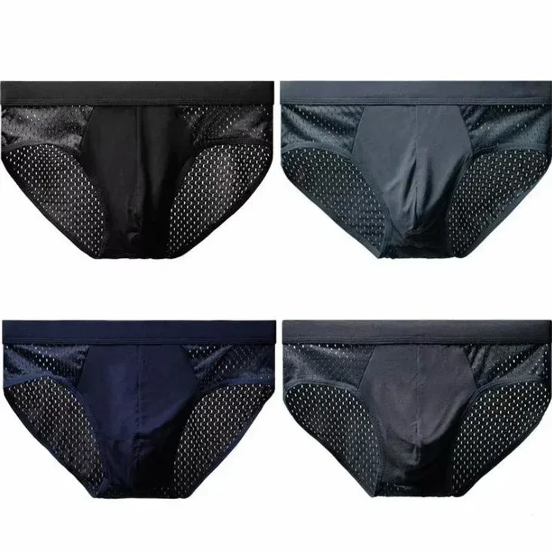 Erkek Buz Ipek Iç Çamaşırı Külot nefes alan iç çamaşırı Bambu Karbon Fiber Anti-Bakteriyel Rahat Içi Boş İç Pantolon Soğuk — image 9
