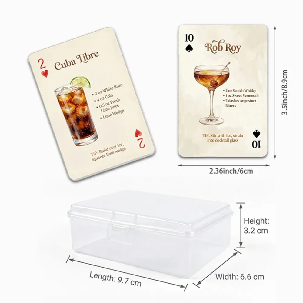 54-Card Deck of Original Cocktail Recipes Bartender's Guide Party Playing Cards Home Bar Decor Drinking Game with Storage Box — image 6