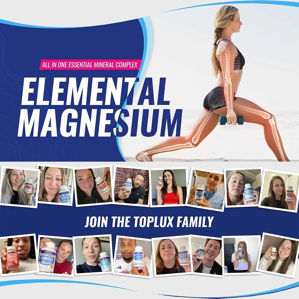 Magnesium Complex Supplement 8 Elemental 1000mg - Magnesium Glycinate Citrate Malate Taurate for Bones Recovery Energy