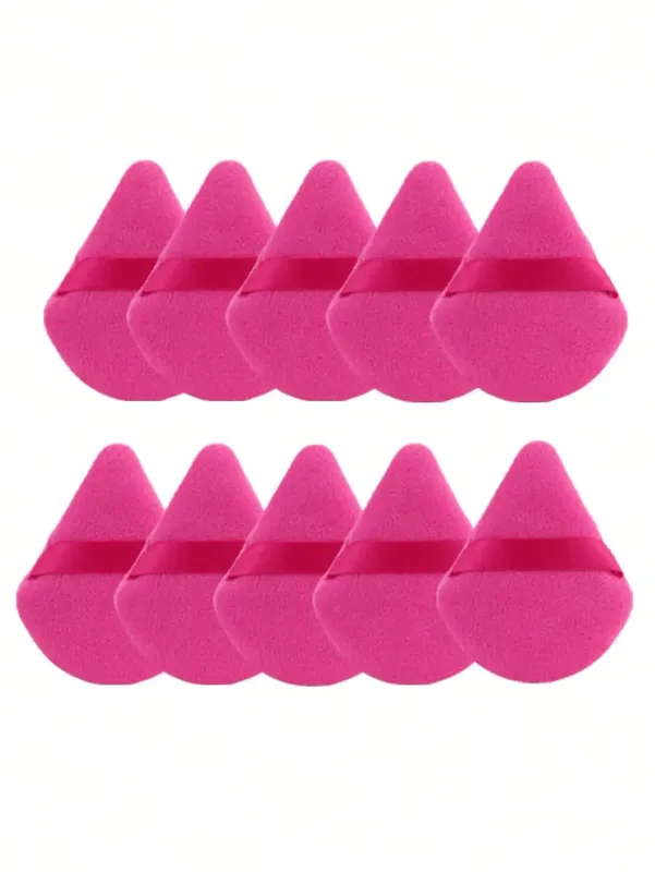 10 Pcs Triangle Velvet Powder Puff Pizza Flours Mini Face Makeup Sponge Cosmetics Washable Lightweight Makeup Tool — image 12