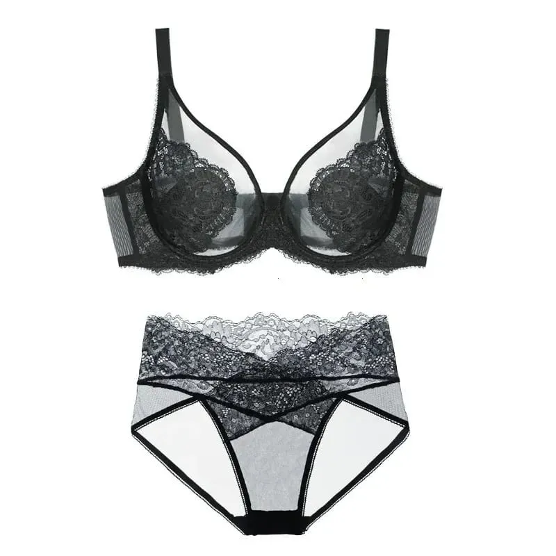Ultra-Thin Women's Bra Full Cup Gathered Underwear Set for Flattering Bustline and Preventing Sagging No Side Breast Collection