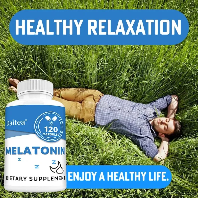 Capsule di integratori di melatonina da 5 mg - Supporto naturale per il sonno, rilassamento e calma, promuovono la qualità del sonno