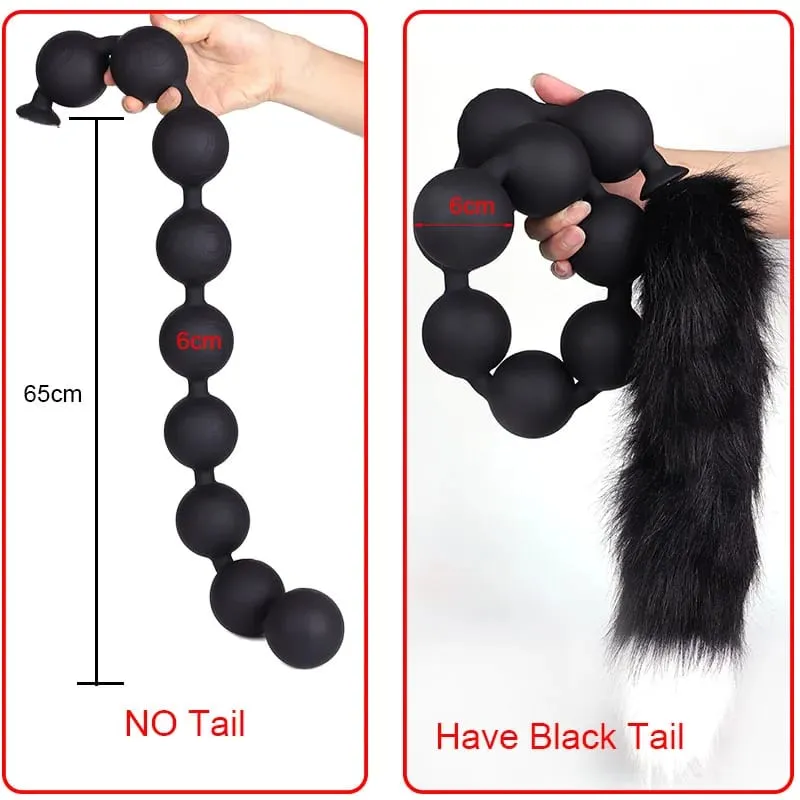 Plugue anal com cauda bdsm, jogos sexuais adultos para casal, contas anais enormes, silicone líquido, plugue anal macio, massagem de próstata, vibradores anais — image 11