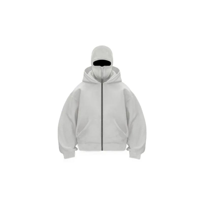 2025 Autumn Men Balaclava Y2K Gothic Harajuku Winter New Item Double Hooded Sweatshirt Men's Hooded Mask Zipper Sportswear Women — image 2