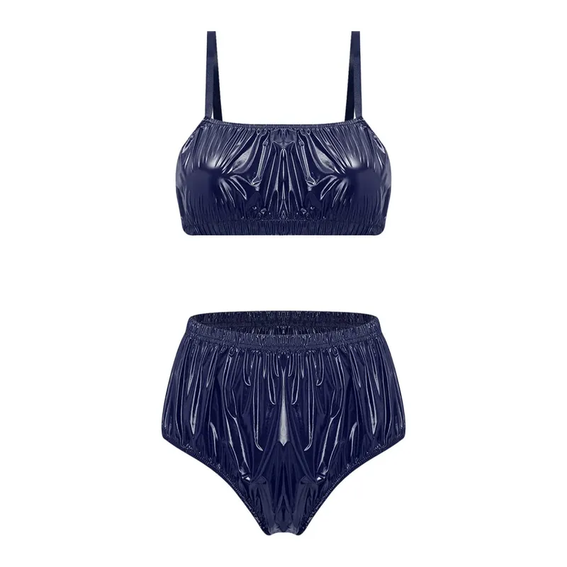 Women Swimwear Swimsuit Waterproof Lingerie Set Bikini Nightwear Clubwear Bra Top with Shorts for Beach Pool Party Sunbathing