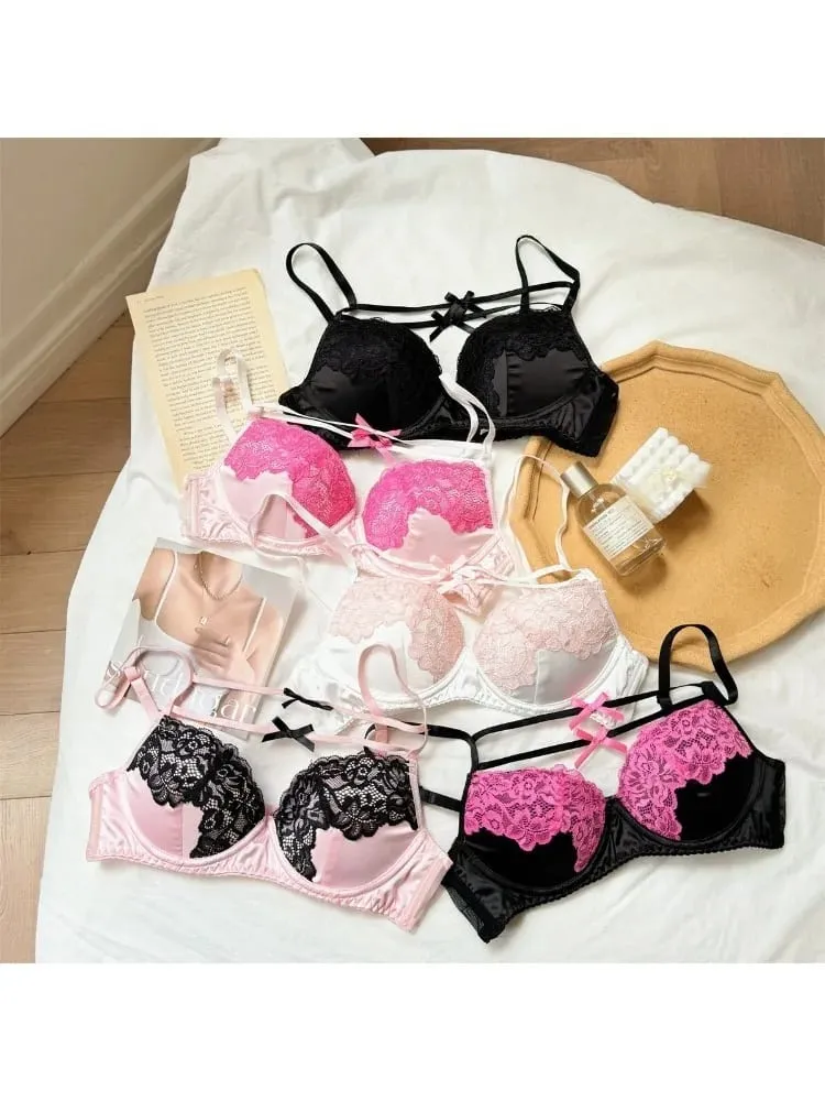 Sexy Lace Bra Set Women Ultra Thin Push Up Small Bust Anti-Sagging Comfort Party Lingerie Breathable Hot Sale Bra and Panty Set — image 5