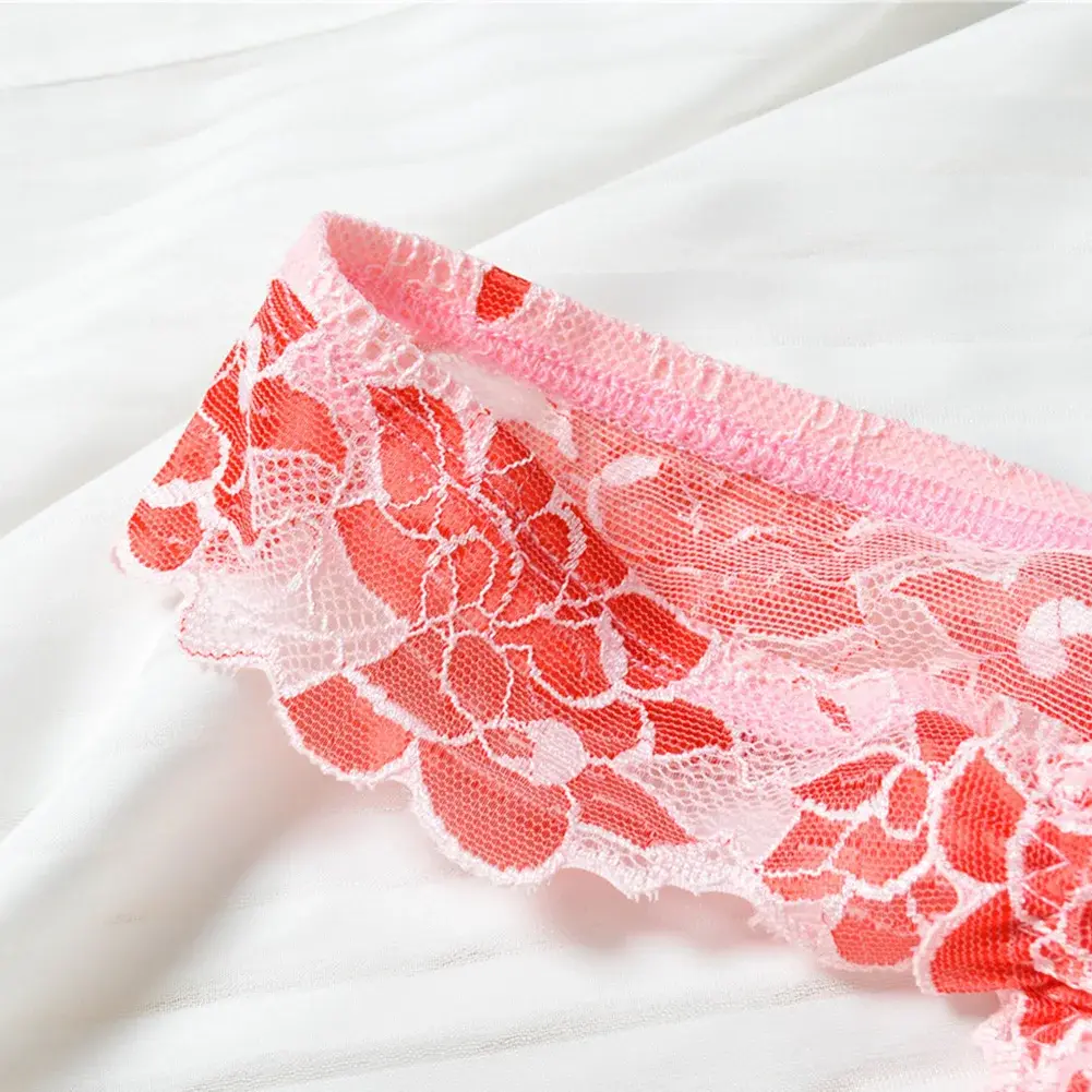 Men Floral Lace Thong Low Rise Elastic Waist G‑String Breathable See‑Through Floral Print Male Underwear Sexy Lingerie Panties — image 6