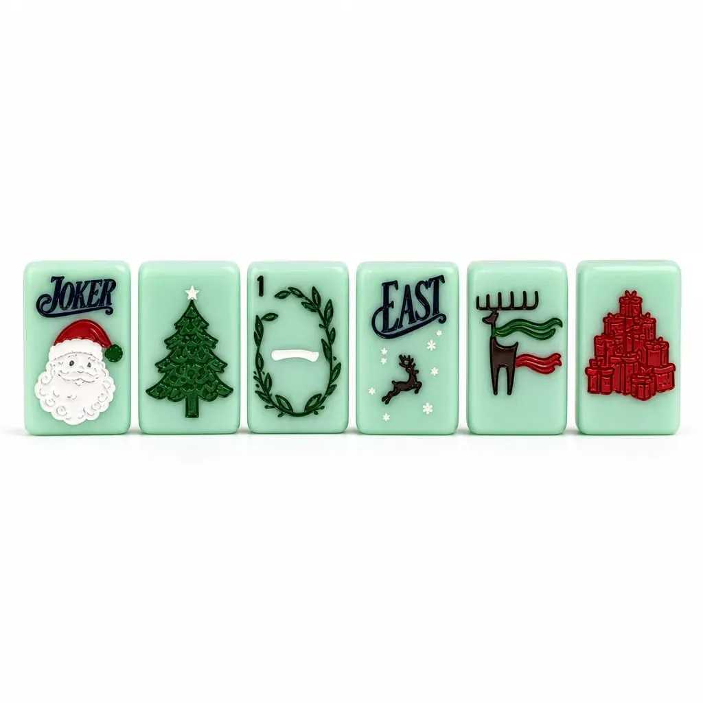 Original Design Christmas American Mahjong 160 Tiles - Acrylic 36x25x11mm with Jokers and Winds Holiday Game — image 4