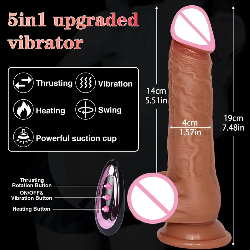 4 in 1 Thrusting Dildo Vibrator Remote Control Heating Tongue Licking Clitoris G-Spot Dick Sex Toys Vagina Adult Female Sex Shop
