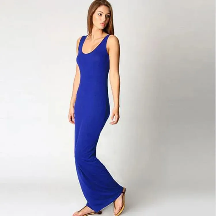 Women‘s Maxi Dress Sleeveless Bodycon Long Dress Elegant Casual Homewear Spring Summer Cool Solid-Color Dress — image 18