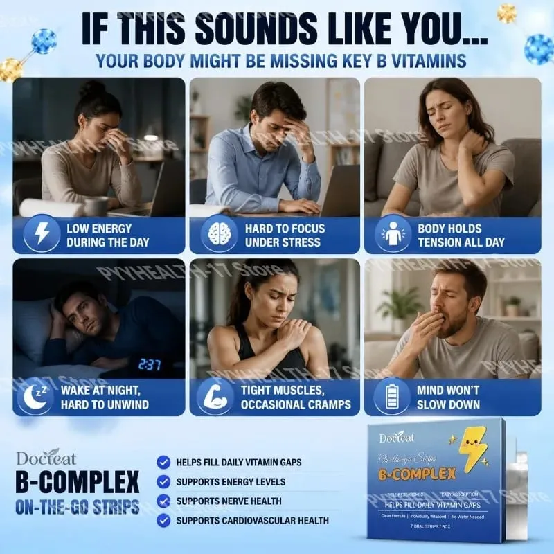 Docteat B-Complex Oral Dissolving Strips Supports Energy Metabolism and Nerve Health Helps Fill Daily Vitamin Gaps 7 Strips — image 4