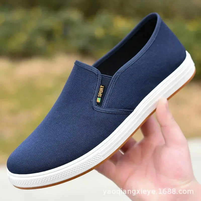 Sepatu Kanvas Pria Sepatu Flat Ringan Vulkanis Slip-On Kasual, Pengiriman Gratis Terjangkau — image 2