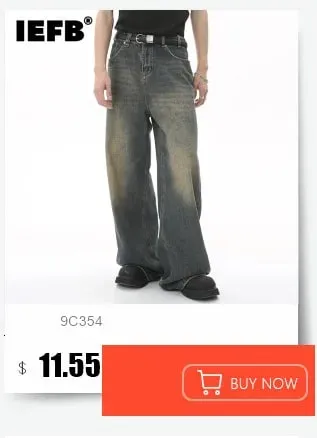 Spring American Style Double Waistband Deconstructed Men's Boot Cut White Jeans Trendy Loose Wide Leg Denim Pants 9X2187 — image 8