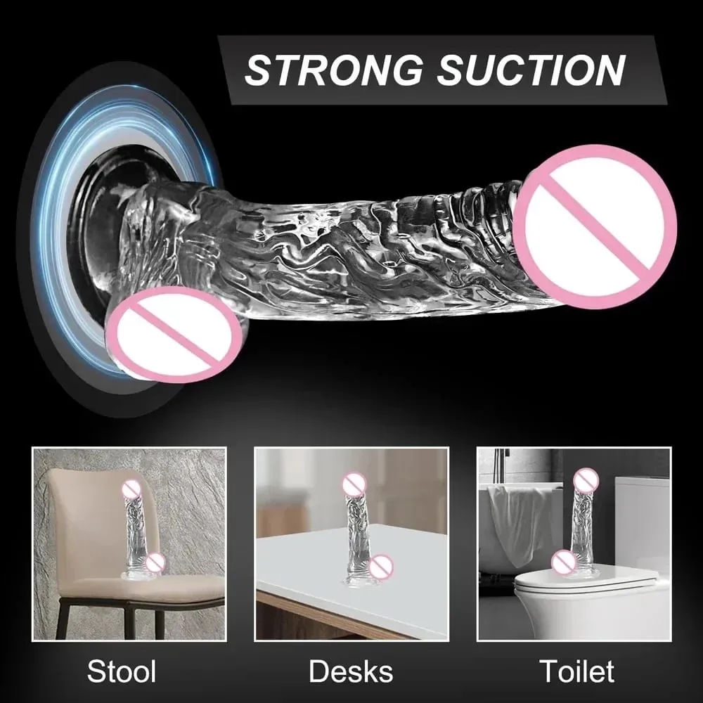 Transparent Soft Jelly Dildo Realistic Fake Dick Penis Sucker Butt Plug Sex Toys for Woman Men Vagina Anal Sex Toys — image 6