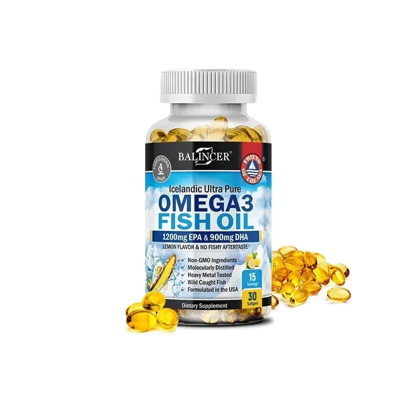 Fiskeolie Omega 3 Indeholder EPA 1200mg & DHA 900mg - til led Øjne Kognitivt tilskud Ikke-GMO glutenfri — image 9