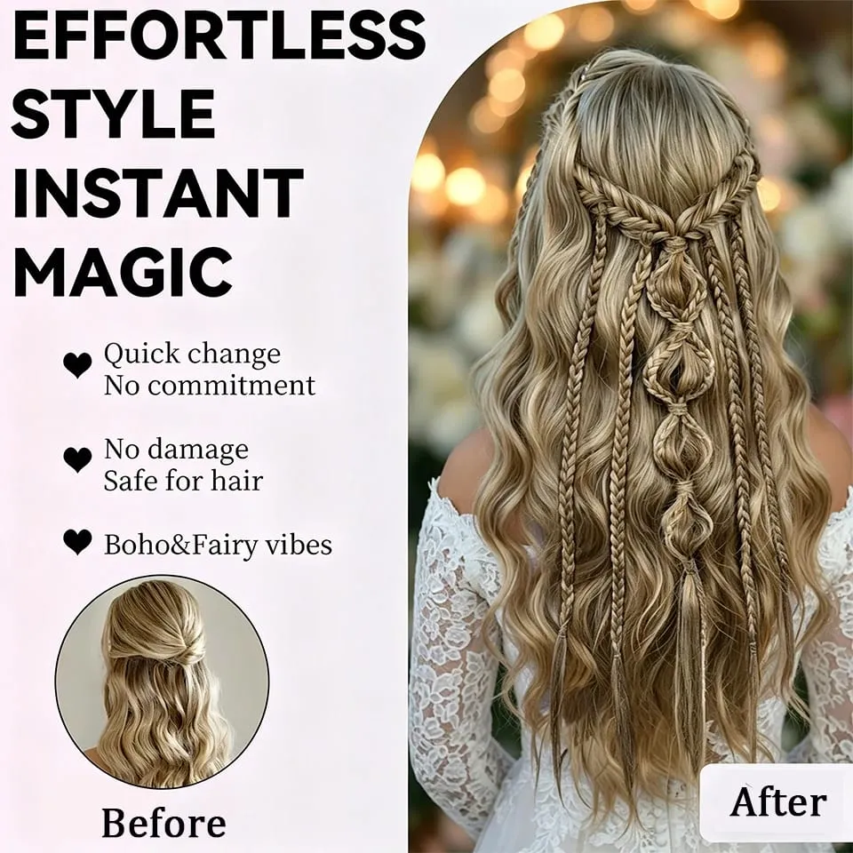 Synthetic Long Twist Braid Bubble Ponytail Extensions With U-shaped BB Clip 24 Inch Braided Wig Extensions For Women Daily Party — image 3