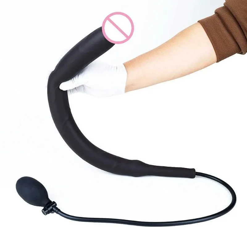 Novo super longo inflável expansão vibrador butt plug penetração profunda massagem de próstata grande pau plug anal brinquedos sexuais para homens — image 4