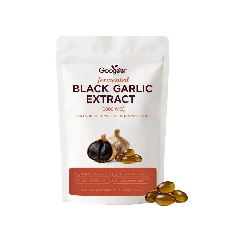 Googeer Fermented Black Garlic Extract 6000MG Softgels Antioxidant Immune Support S-Allyl Cysteine Men Women 60 Softgels 60 Days