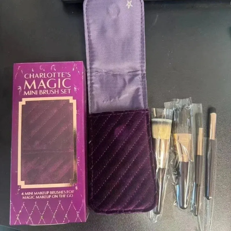 New C and T Purple 4pcs Brush Set with Bags Make Up Brushes Set — image 3