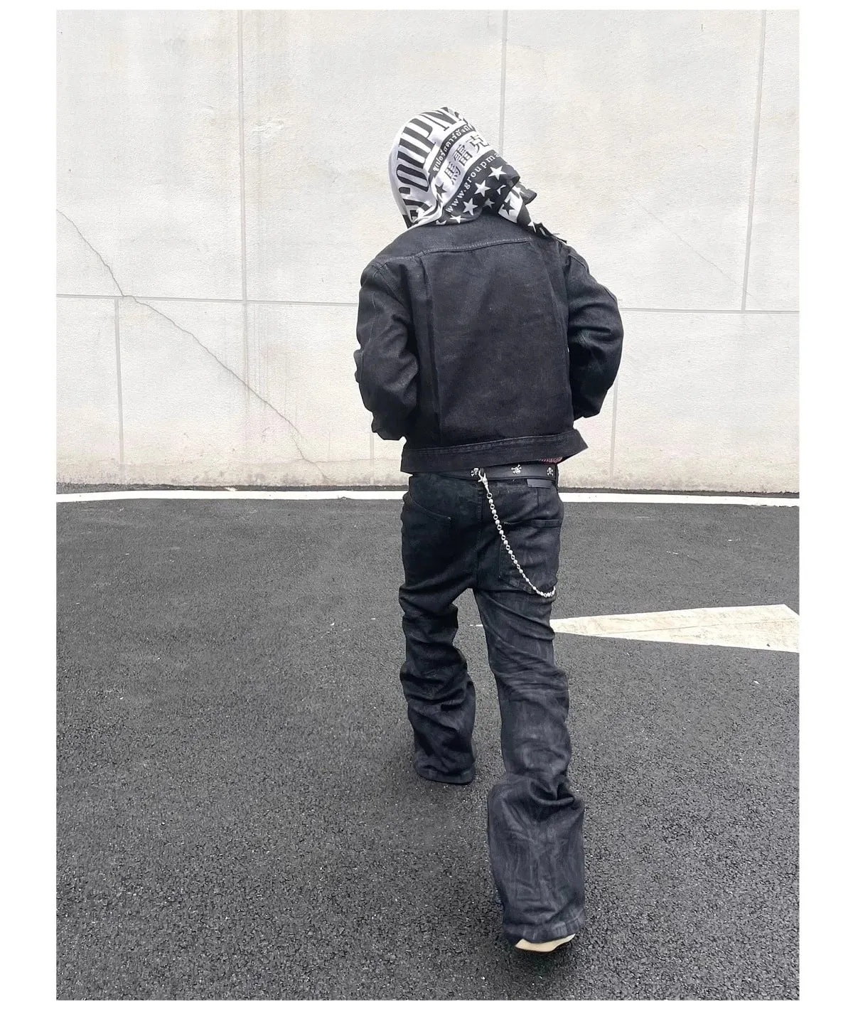 Denim Pant Men Stacked Jeans Vintage Pants Spliced Full Length Mid Waist Washed Straight Trousers Y2k High Street Casual Spring — image 6