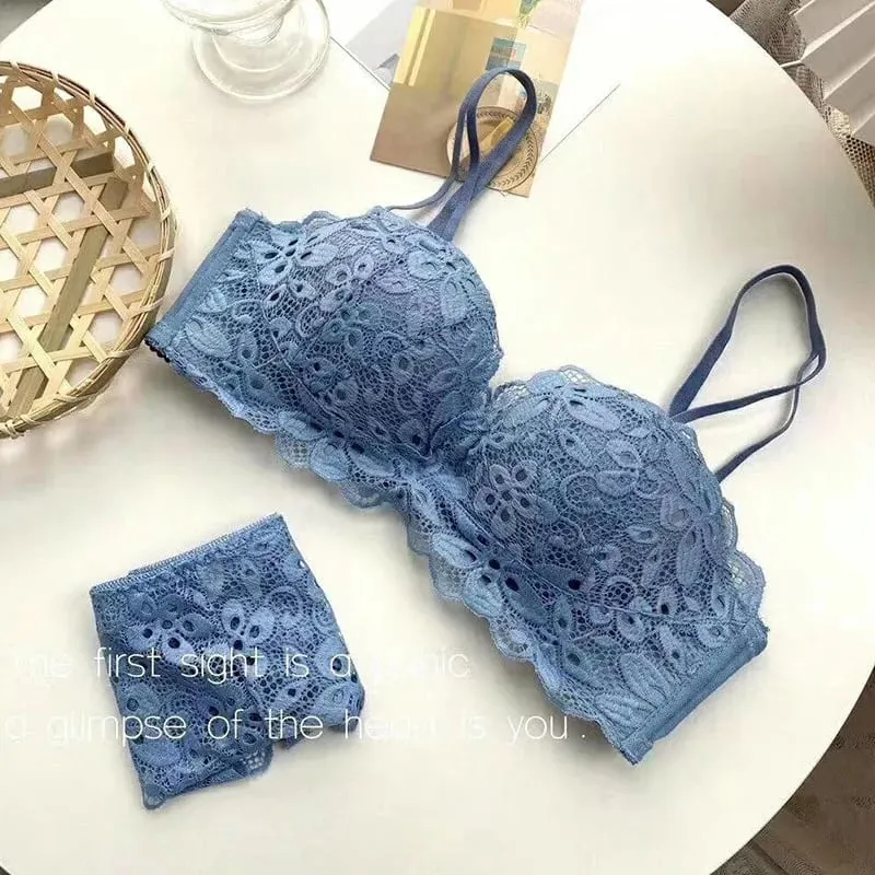 New Push-Up Lingerie Set Comfortable Wire-Free and Lightweight Bra Provides Lift and Side Support Sexy & Exquisite Lace Design — image 1