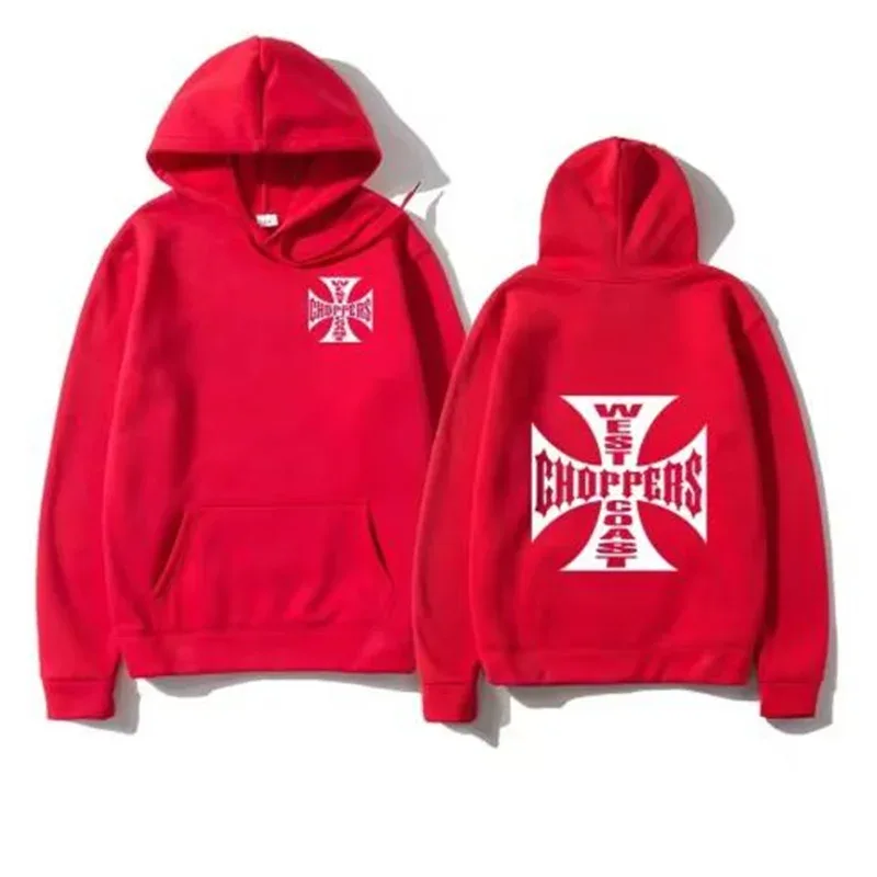 West Coast Iron Cross Helikopter Dicetak Pria Berkerudung Fashion Kaus Keren Uniseks Fashion Bulu Kebesaran Hoodie Pakaian Jalanan — image 2