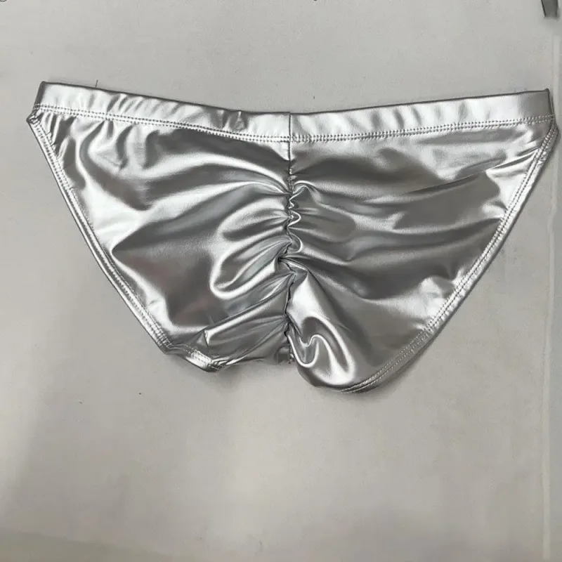 Óleo brilhante cuecas de natação espuma do plutônio elástico baixo-rise nádegas-levantamento deslizamento biquíni shirring virilha costura roupa interior calções de banho — image 2