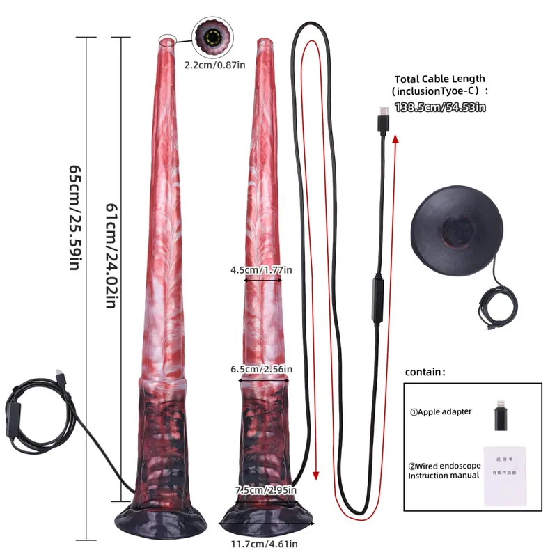Plugue anal longo de silicone com função de endoscópio inteligente, ponto G, estimulação profunda, brinquedos sexuais, câmera, luz de LED, exploração corporal — image 5