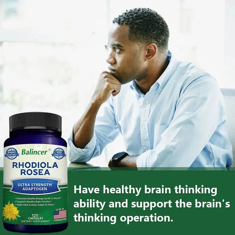 Rhodiola Rosea 1000mg Capsules Natural Herbaceous Plants Stress Relief Energy Mood Focus Support Brain Health Gluten Free — image 2