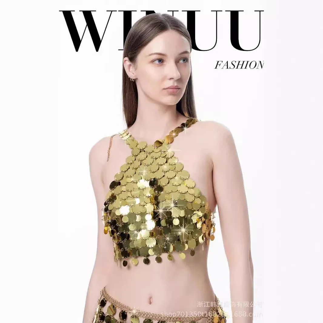 Sexy Sequin Dress Shiny Suspender Vest Party Nightclub Skirt Set — image 6