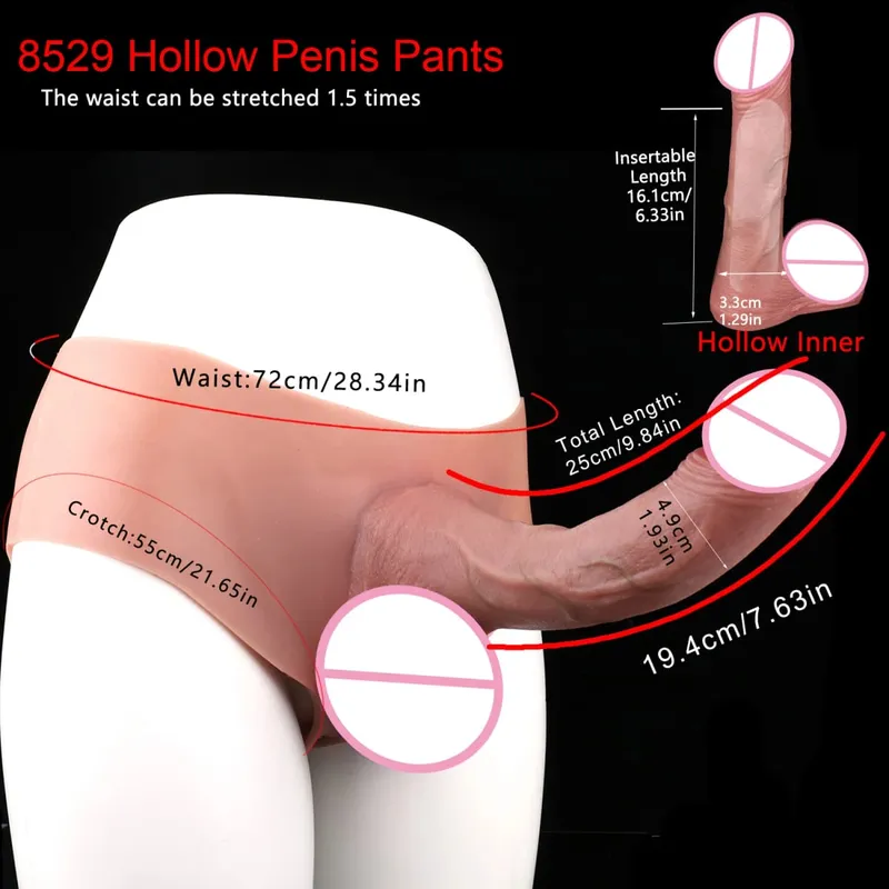 Thick Hollow Dildo Male Strap-On Huge Hollow Dildo Dick Extender Silicone Realistic Large Penis Sex Toy For Couples Sex — image 15
