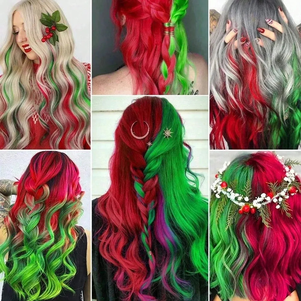 Synthetic 10Pcs Colored Party Highlights Clip in Hair Extensions for Girls Multi-colors Straight Hair Hairpieces for Daily Use — image 6
